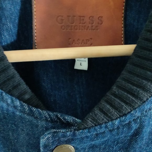 GUESS Originals x A$AP Rocky Varsity Bomber Denim Jacket – Large - Picture 2 of 6